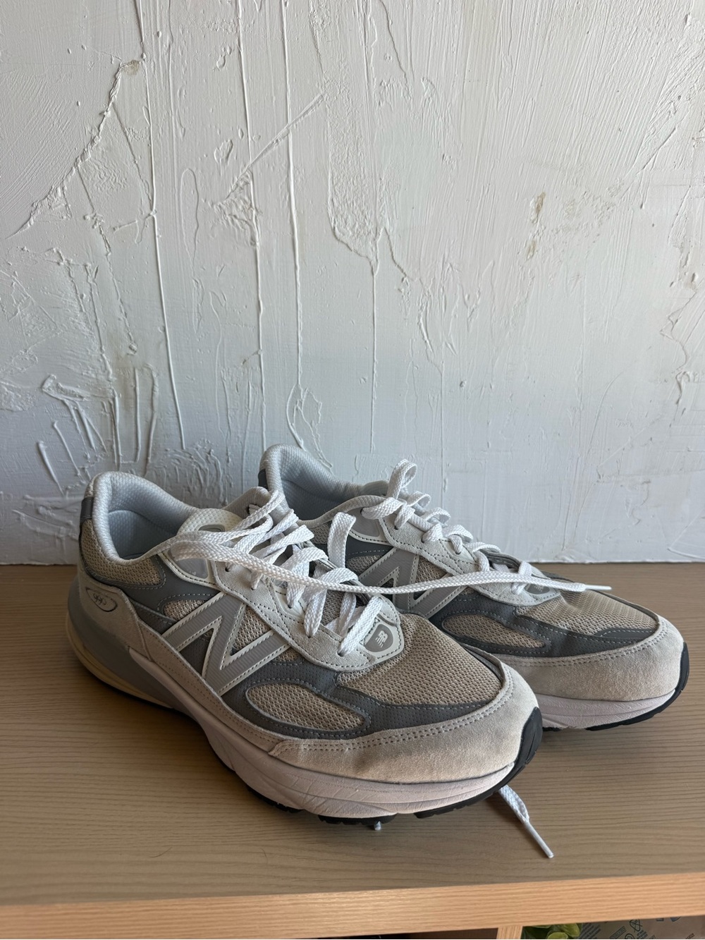 New Balance White and Gray Retro-Style Walking Sneakers